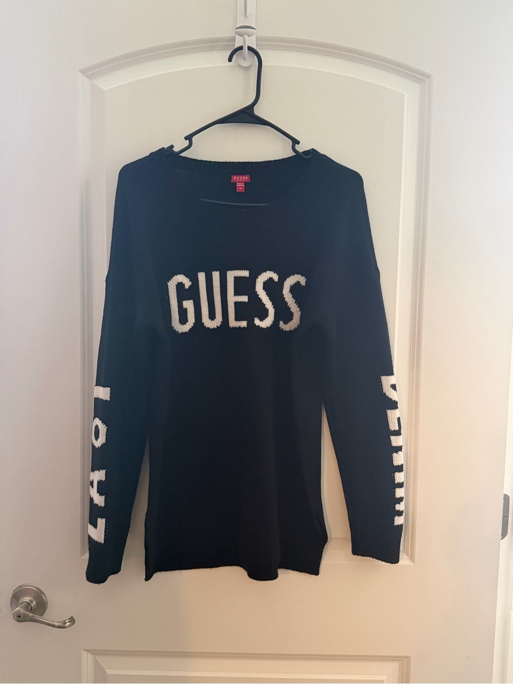 GUESS Black Crewneck Sweater with White Logo